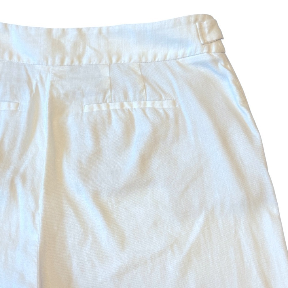 Talbots Linen Blend White Side Zip Button Palazzo Pants Wide Leg 12P #1405 - Picture 8 of 9
